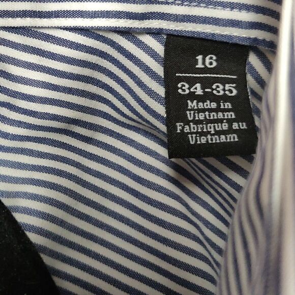 Nordstrom Men's Shop Pin Stripe wrinkle free cotton button down shirt 16 34-35 - Picture 5 of 6